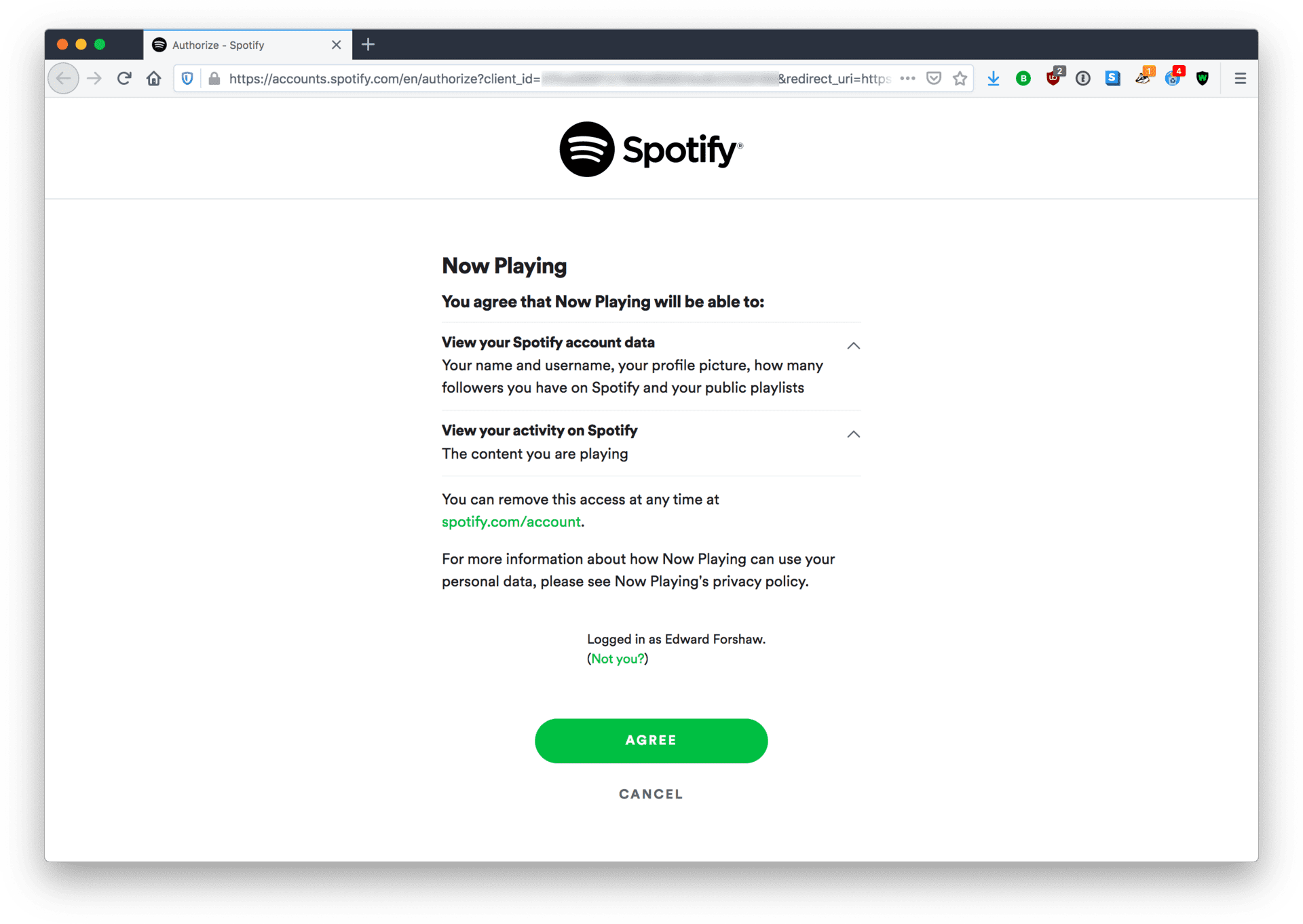 Spotify accept page